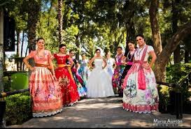 Bridesmaids Escaramuza Dress Mexican Dresses Mexican Dresses Mexican Inspired Wedding Mexican Themed Weddings
