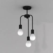 Drawing inspiration from middle eastern lanterns, this flush ceiling light is made entirely in italy. Industrial 3 Light Semi Flush Ceiling Light In Open Bulb Style Black Beautifulhalo Com