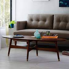 Reeve mid century rectangular coffee table from west elm. Reeve Mid Century Oval Coffee Table Pecan