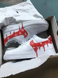 Black And Red Custom Air Forces Nike Air Force 1 Custom Red Lv Drip Size 12 5 New With Box Custom Nike Shoes Nike Air Shoes Nike Shoes Air Force