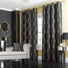 Find the perfect shade, style, and length for your home and enjoy free shipping on orders over $35! Black Jazz Lined Eyelet Curtain Collection Dunelm Black And Gold Curtains Gold Curtains Bedroom Curtains Living Room