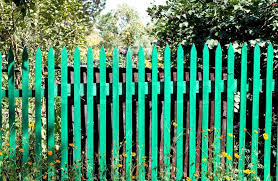 We moved into our home a little more than 5 years ago and were lucky to have a wonderful fence around our backyard. Painted Wooden Fence With Green Paint Stock Image Colourbox