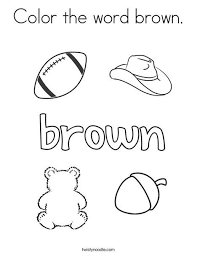 Create a display using your coloring pages and real pumpkins or gourds. Color The Word Brown Coloring Page Twisty Noodle Color Word Activities Color Worksheets For Preschool Color Red Activities