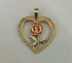 14k Yellow Rose Gold In Shape Of A Heart With Rose Etsy