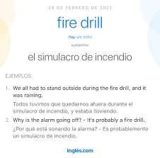Sustantivo de género exclusivamente masculino, que lleva los artículos el o un en singular. Ingles Com La Palabradeldia De Hoy Es Fire Drill Inglespuntocom Inglescom English Ingles Ingles Aprendeingles Vocabulary Vocabulario Palabras Words Clasesdeingles Learnenglish Estudiar Spanishdict Wordoftheday Facebook