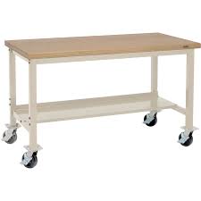 Mobile Work Bench Fixed Height Global Industrial 60 W X 30 D Mobile Production Workbench Shop Top Safety In 2020 Workbench With Drawers Storage Spaces Workbench