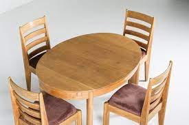 Marla collection 30506013 3 pc living room table set with 54 oval cocktail table 32 oval end table and 54 half oval console in espresso appliancesconnection $ 1836.97. Rationalist Oval Dining Table Chairs Set In Oak Holland 1920s Set Of 5 For Sale At Pamono