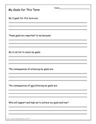 Setting Goals Worksheets School Goals Student Goals School Worksheets