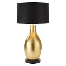 Jazz age glamour meets modern design in this gold and marble table. Gold Leaf Ceramic Table Lamp With Black Base R S Robertson