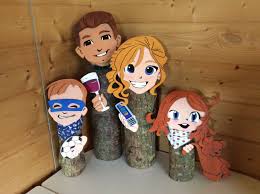 Baumstammfiguren Familie Holzfiguren Figur Basteln