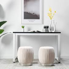 Amazon Com Art Leon Velvet Tufted Ottoman Pleated Small Round Vanity Ottoman Mid Century Modern Upholstered Foo Ottoman Stool Foot Rest Ottoman Vanity Stool