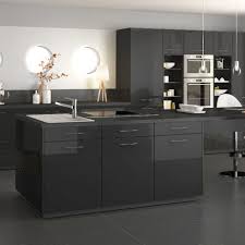 Cuisine avec façades noir mat style ardoise. Facade De Cuisine Salle De Bains Et Rangement Noir Mat Satine Mobalpa