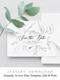 Vintage Flower Save The Date Instant Download Printable Etsy Flower Wedding Invitation Vintage Wedding Invitations Save The Date Templates