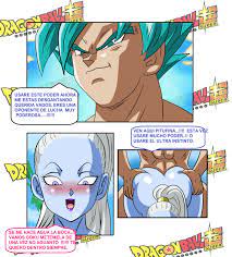 1girls 1male angel (dragon ball) blue skin dicasty dragon ball  dragon ball super female male son goku spanish text super saiyan blue vados  
