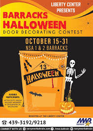 Pumpkin decorating contest rules pumpkin decorating contest pumpkin carving contest pumpkin carving party invitations all decorated homes will be judged on tuesday october 27 th 2020.halloween decorating contest. Mwr Bahrain Are You Skillful In The Art Of Creating Something That Is Both Scary And Fun The Halloween Barracks Door Decorating Contest Would Be An Ideal Competition Register At The