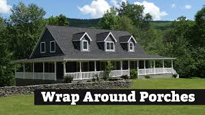 A nicely detailed covered porch wraps around three sides of this farmhouse design extending the living area to the outdoors. Beautiful Wrap Around Porch Kintner Modular Homes