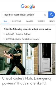 Kotaku plays lego force awakens: Google Lego Star Wars Cheat Codes All Shopping Images News Videos Enter The Following Codes To Unlock Some Extras Ack646 Admiral Ackbar Kpf958 Battle Droid Commander X Cheat Codes Nah Emergency