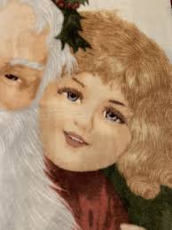 Tina Higgins Christmas Plush Throw Blanket Vintage Santa Girl Holly Crown  50x63