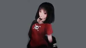 Flaunting a bold shade of red, this hair color offers hints of brown to add warmth to your mane. 587703 Anime Original Anime Black Hair Short Hair Girl Red Eyes Wallpaper Mocah Org