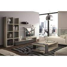 Il y a de la vie dans la maison !vente en ligne: Atlanta Salon Complet 2 Pieces Decor Chene Gris Et Laque Gris Cdiscount Maison