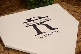 Baseball Home Plate Guest Book This Home Plate Measures 17 X 17 X 5 It Is Designed To Be Wedding Guest Book Poster Wedding Guest Looks Sports Themed Wedding