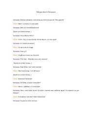 Dialogue Dans Le Restaurant Serveuse Bonjour Madame Bienvenue Au Notre Restaurant Dialogue