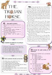 English Worksheet The Trojan Horse Reading Text 4 Activities Trojan Horse Vocabulary Worksheets Trojan