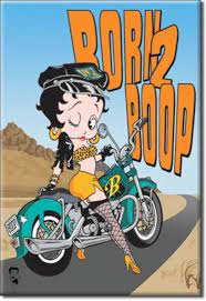 2 X 3 Born 2 Boop Betty Boop Metal Sign Magnet Motorcycle Short Shorts Betty Boop Anuncios Vintage Dibujos