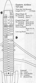 Vintage Airline Seat Map Eastern Air Lines Boeing 727 100