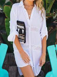 Summer Women Beach Wear Cover Ups White Cotton Tunic Bikini Wrap Skirt Swimsuit Cover Up Bath Dress S Bikini Wrap Skirt Shirt Dress Wrap Skirt Swimsuit Coverup