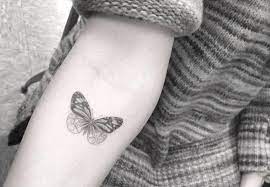 Fine Line Style Butterfly Tattoo On The Right Forearm Tattoos Little Tattoos Butterfly Tattoo Designs