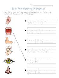 Then they are asked to draw a line to match each name of the body part to its picture on the other side of. Matching Preschool Parts Of The Body Worksheet For Kindergarten Preschool Worksheet Gallery