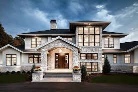 The modern style house is often made of industrial materials, such as as glass, steel, concrete, aluminum, and plastic, though polished wood may be levels are often a major part of the modern house style. Traditional Meets Contemporary In Sophisticated Home Freshome Pepino Home Decor Dream House Exterior House Designs Exterior Modern Farmhouse Exterior