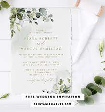 Free Printable Eucalyptus Wedding Invitation Printable Market Free Printable Wedding Invitations Free Wedding Invitations Wedding Invitations Diy Elegant