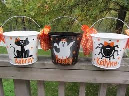 Halloween Bucket Personalized Halloween Bucket Pail Ghost Design Trick Or Treat Personalized Halloween Halloween Bags Personalized Halloween Bucket