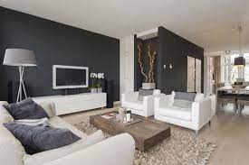 Find how you can combine grey with white and so many other colors for the best gray bedroom ideas ever! Dark Grey Walls With White Furniture Contemporary Living Room Design Minimalist Living Room Contemporary Living Room