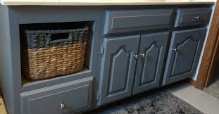 Painted With Rust Oleum Kensington Gray Milk Paint And Replaced Two Broken Drawers With A Shelf And Wi Milk Paint Furniture Dining Table Redo Painted Furniture