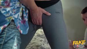 Fake Hostel - girlfriend CUMS HARD in her yoga pants in threesome with  older guy