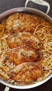 Italian Chicken Pasta In Creamy White Wine Parmesan Cheese Sauce Chicken Pasta Dishes Italian Chicken Pasta Chicken Dinner Recipes