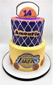 Basketball cake designs and ideas. Two Tier Basketball Net Lakers Cake Picture Of Flavor Cupcakery Bake Shop Bel Air Tripadvisor