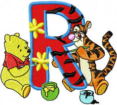 Winnie Pooh And Tigger Painting Alphabet Letter R Machine Embroidery Design From Pooh Numbers And A Lettering Alphabet Machine Embroidery Winnie The Pooh Honey