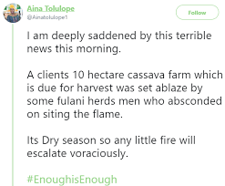 Https Ift Tt 2cjpjsv 10 Hectare Of Cassava Due For Harvest Allegedly Set Ablaze By Suspected Fulani Herdsmen Https Ift Tt 2uqtvfl Cassava Harvest 10 Things