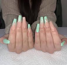 Pin By Killaa Jaee On Nailss Mint Acrylic Nails Mint Green Nails Mint Nails