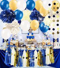 Check spelling or type a new query. Amazon Com 2021 Graduation Party Decorations Royal Prince Birthday Decorations Baby Shower Decorations Navy Blue Gold Latex Balloons Polka Dot Tissue Poms For Boy First Birthday Navy Gold Wedding Decorations Home Kitchen