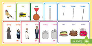 .comparison (comparative and superlative) comparison: Esl Comparative Picture Posters Esl Resources Twinkl