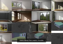 Interior Startup Pack Lowpoly 3d Model Collection Galleries Scene In 2020 Interior Portfolio Design 3d Model