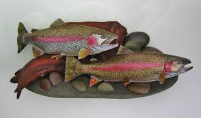 This is a vintage mount.so it does show age& wear. Realistic Rainbow Brown Cutthroat Trout Fish Replicas Fish Mounts By Fish Artist Luke Filmer Incredibly Realistic Custom Fish Replicas Of Salmon Steelhead Trout Original Fish Art Fish Sculptures By Luke Filmer