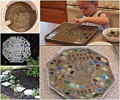 15 personalized family name sign, engraved concrete & mosaic stone, custom garden stepping stone, outdoor sign, house gift, wedding gift. Heartwarming Handprint Stepping Stones For Gardens