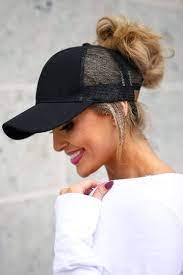Cc Messy Bun Ballcap Hat Hairstyles Headband Hairstyles Cap Hairstyles