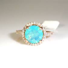 Ethiopian Blue Opal Diamond Ring In 14k Rose Gold Buy Ethiopian Blue Opal Diamond Ring In 14k Rose Gold Onl Blue Opal Ring Opal Diamond Ring Buy Gemstones